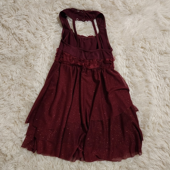 Weissman Girls Maroon Glitter Halter Dress Dance Costume || Large - Picture 8 of 11